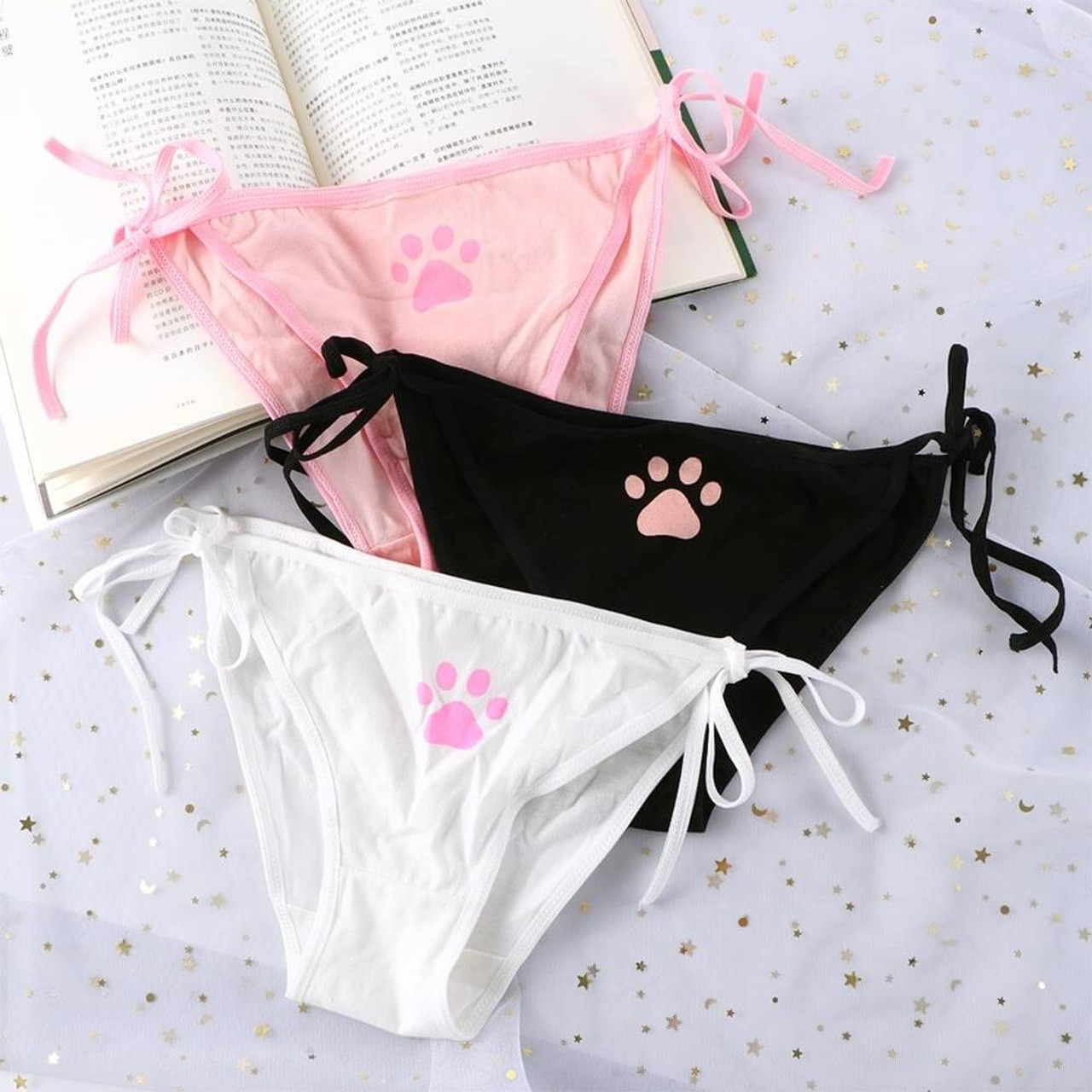 Kawaii Cute Goth Underwear Set Lace Sanriocore Aesthetic Set