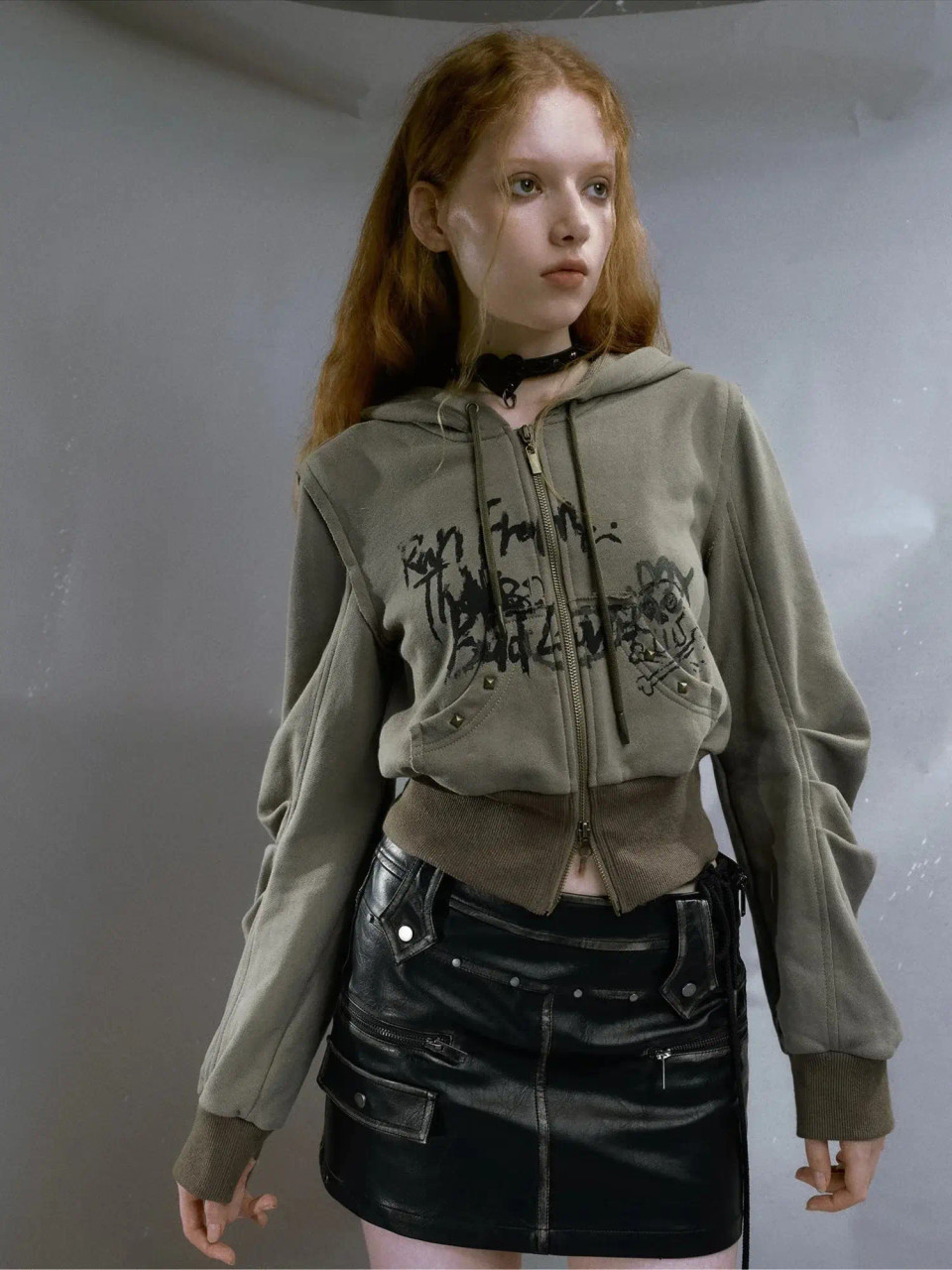 y2k トップ y2k-grunge-zip-up-
