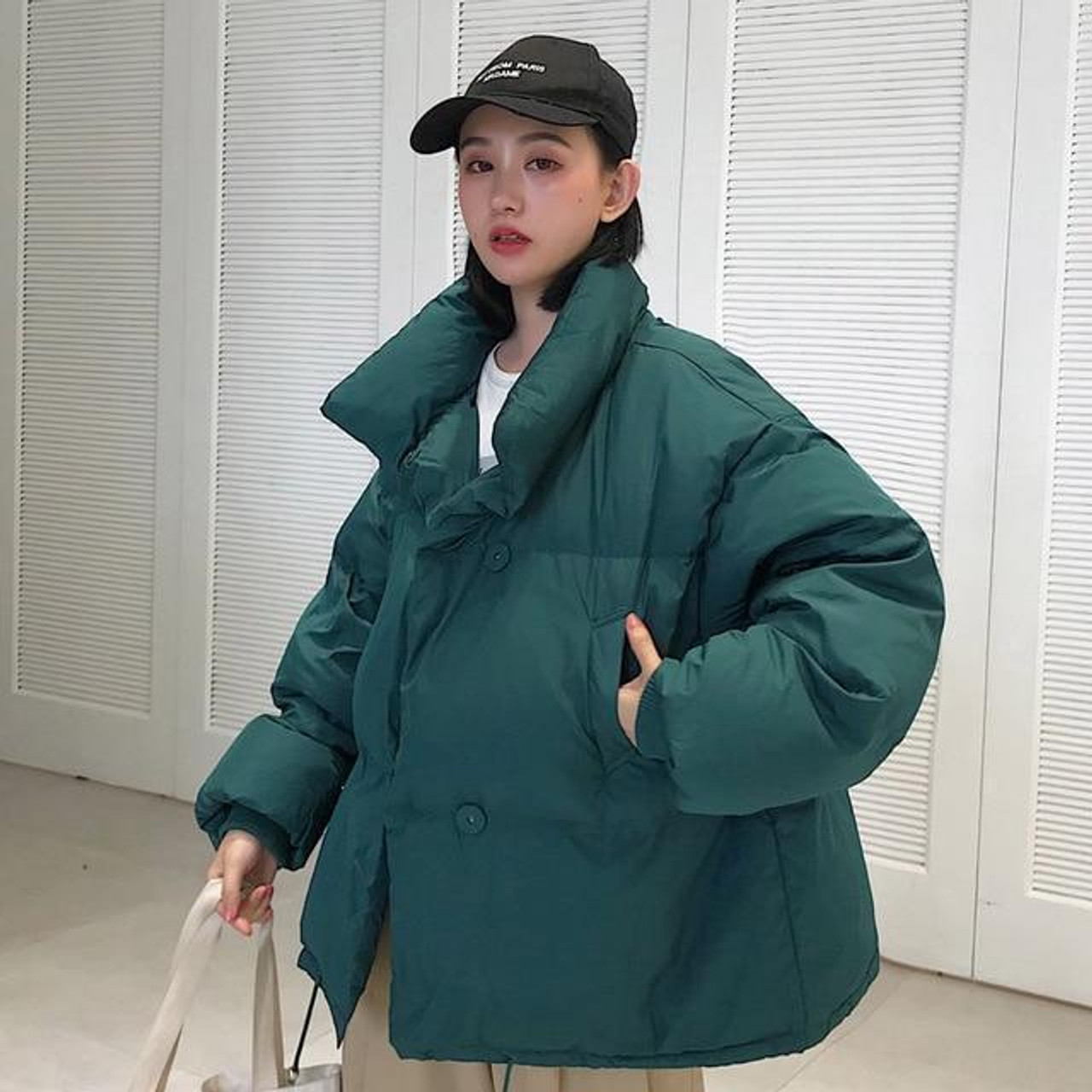 Cheap 2021 Winter Long Puffer Jacket Coats Korean Fashion Loose
