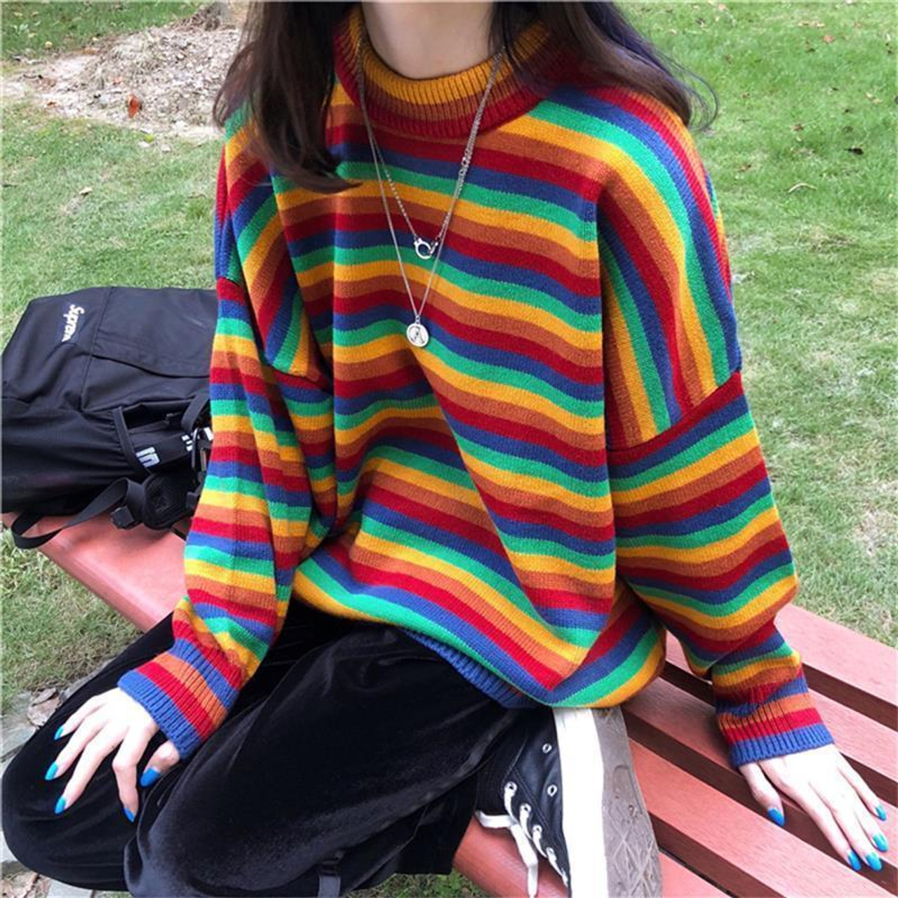 Evaluación Afectar Suavemente Aesthetic Rainbow Sweater - Cosmique Studio