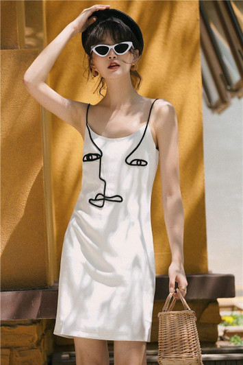 ABSTRACT ART SLIP MINI DRESS - Cosmique Studio