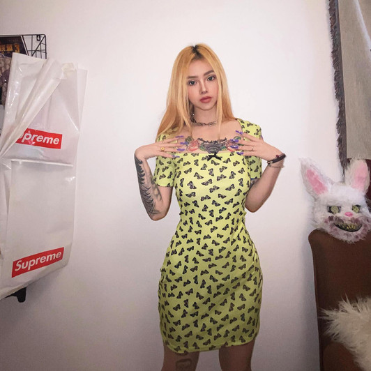 AESTHETIC BUTTERFLY PRINT YELLOW MINI DRESS-Cosmique Studio-Aesthetic Clothing Store