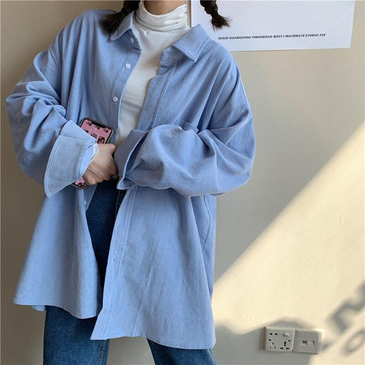 VINTAGE CORDUROY AESTHETIC GIRL SHIRT-Cosmique Studio-Aesthetic Clothing Store