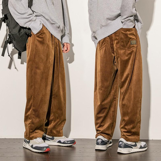 VINTAGE CORDUROY LOOSE MEN PANTS-Cosmique Studio-Aesthetic-Outfits