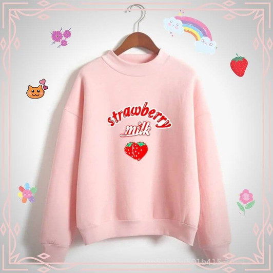 KAWAII CUTE STRAWBERRY SWEATSHIRT-Cosmique Studio-Aesthetic-Outfits