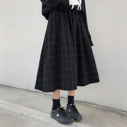 JAPANESE PREPPY STYLE PLAID SKIRT-Cosmique Studio-Aesthetic-Outfits