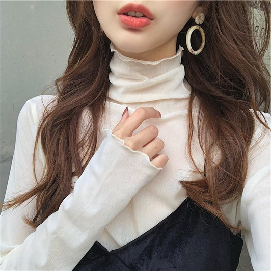 VINTAGE MESH HIGH COLLAR BLOUSE - Cosmique Studio - Aesthetic Outfits