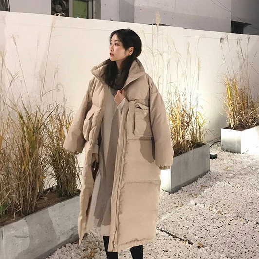 KOREAN OVERSIZE LONG WARM COAT - Cosmique Studio - Aesthetic Outfits