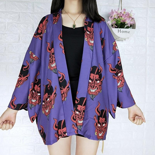 HARAJUKU DEVIL KIMONO CARDIGAN - Cosmique Studio - Aesthetic Outfits