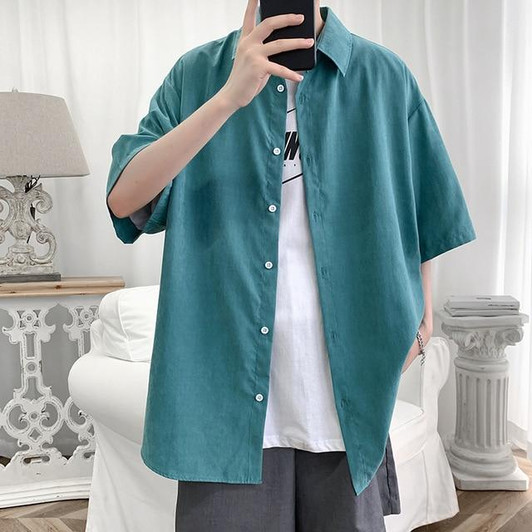 KOREAN COTTON MEN SHIRT - Cosmique Studio - Aesthetic Outfits