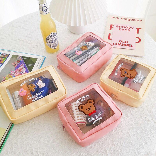 KAWAII AESTHETIC MESH BEAR ORGANIZER HANDBAG - Cosmique Studio - Aesthetic Clothes