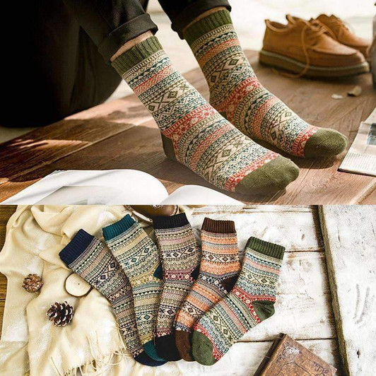 knitted winter cotton socks in various colors
