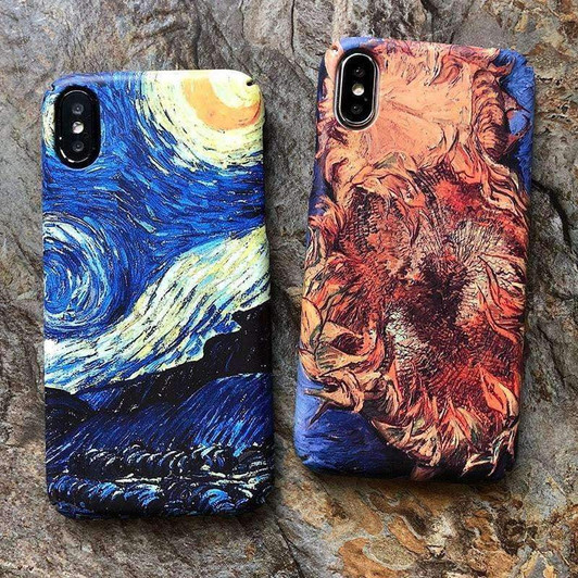 van gogh abstract the stary night and sunflowers phone cases