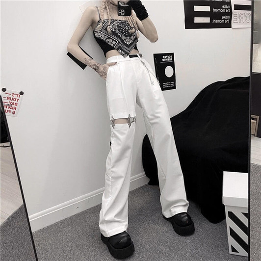 Edgy Style Hollow-out Pants