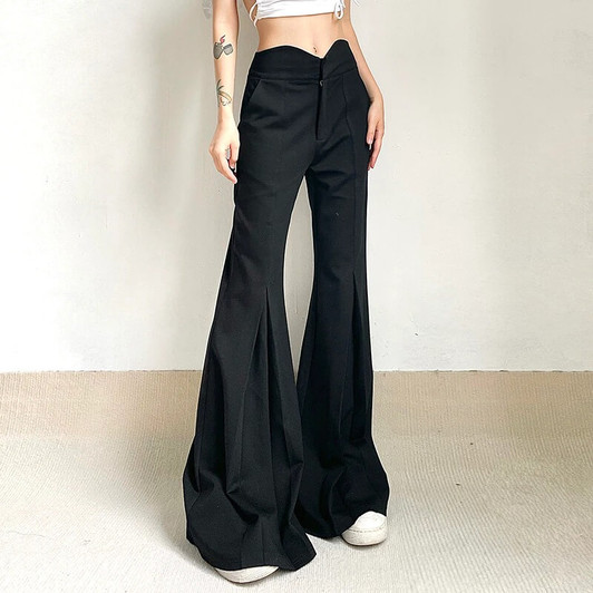 Korean Black Flare Pants