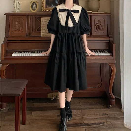 Dark Academia Elegant Midi Dress