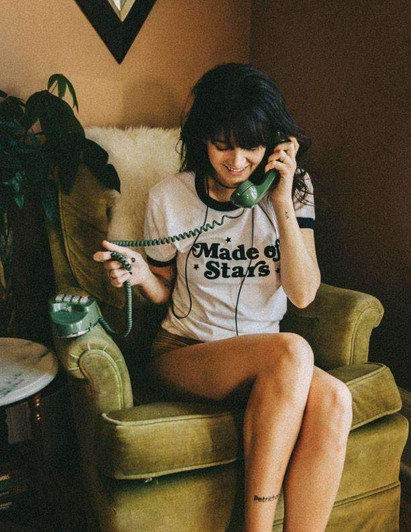 made of stars white tee with black stars