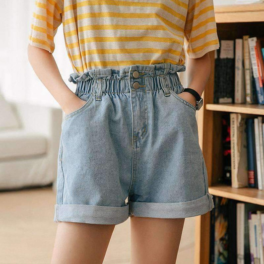 vi̇ntage paperbag shorts in blue