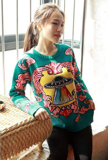 ufo clouds kni̇tted sweater