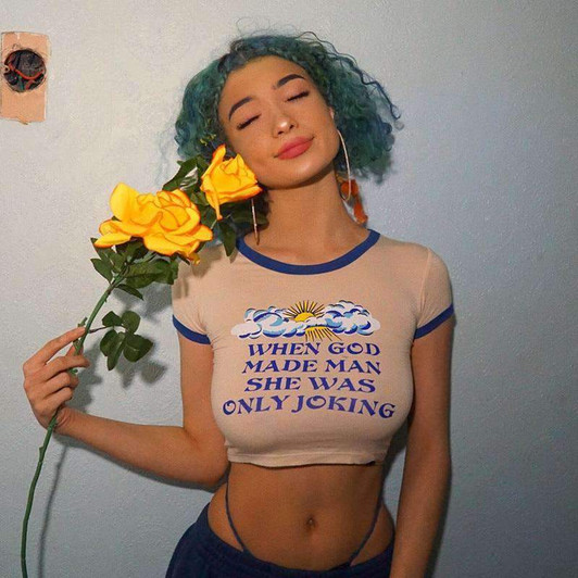 WHEN GOD MADE MAN SHE WAS ONLY JOKING CROP TOP-Cosmique Studio