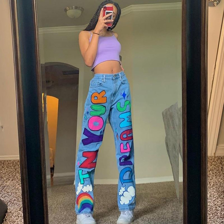90'S GRAPHICS Y2K STYLE BAGGY JEANS 