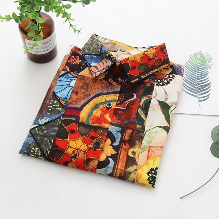 RETRO DESIGN PAINTING BLOUSE - Cosmique Studio