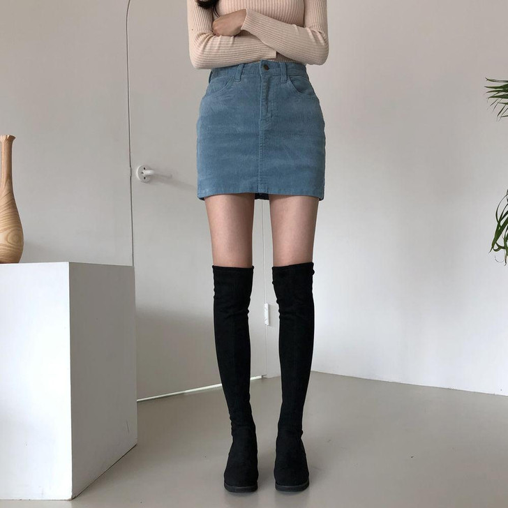RETRO CORDUROY SEXY SPLIT MINI SKIRT-Cosmique Studio-Aesthetic-Egirl-Grunge-Clothing RETRO CORDUROY SEXY SPLIT MINI SKIRT-Cosmique Studio-Aesthetic-Egirl-Grunge-Clothing