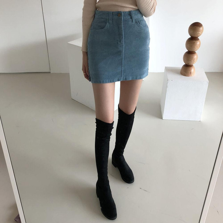 RETRO CORDUROY SEXY SPLIT MINI SKIRT-Cosmique Studio-Aesthetic-Egirl-Grunge-Clothing RETRO CORDUROY SEXY SPLIT MINI SKIRT-Cosmique Studio-Aesthetic-Egirl-Grunge-Clothing