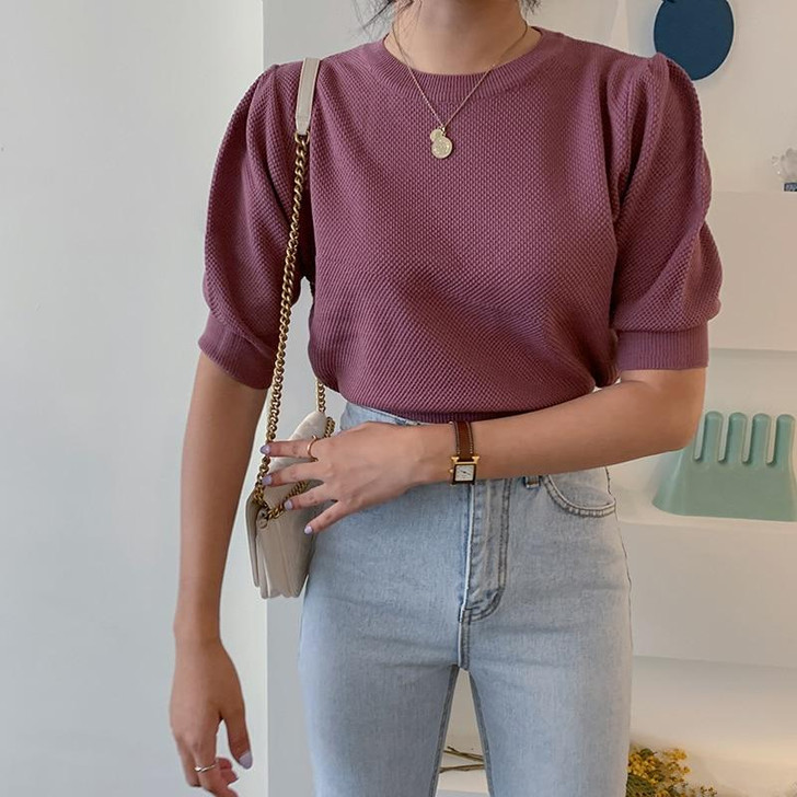 KOREAN RETRO KNITTED PUFF SWEATER-Cosmique Studio-Aesthetic-Egirl-Grunge-Clothing KOREAN RETRO KNITTED PUFF SWEATER-Cosmique Studio-Aesthetic-Egirl-Grunge-Clothing