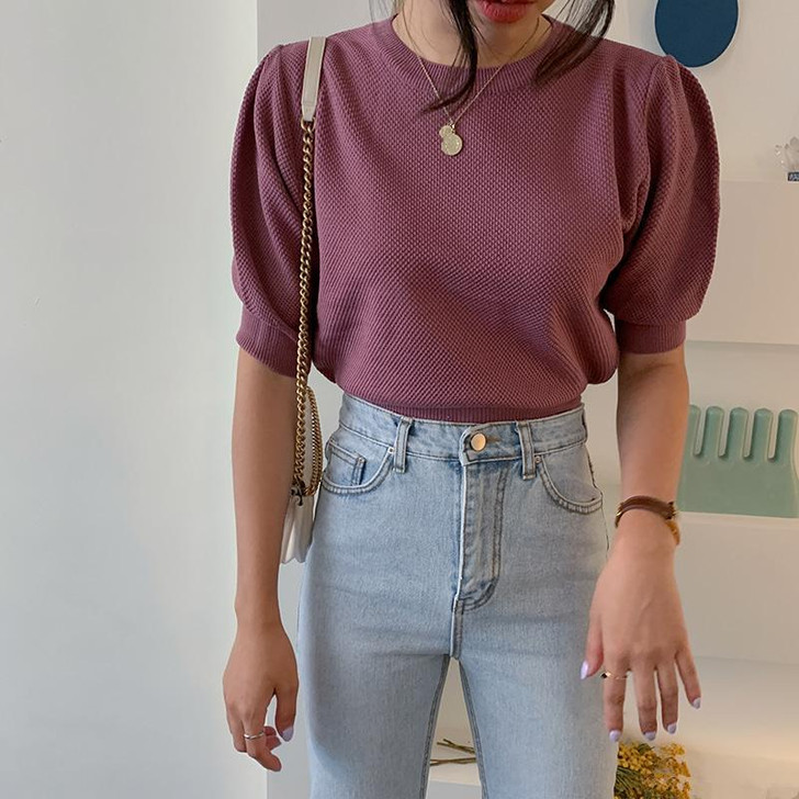 KOREAN RETRO KNITTED PUFF SWEATER-Cosmique Studio-Aesthetic-Egirl-Grunge-Clothing KOREAN RETRO KNITTED PUFF SWEATER-Cosmique Studio-Aesthetic-Egirl-Grunge-Clothing