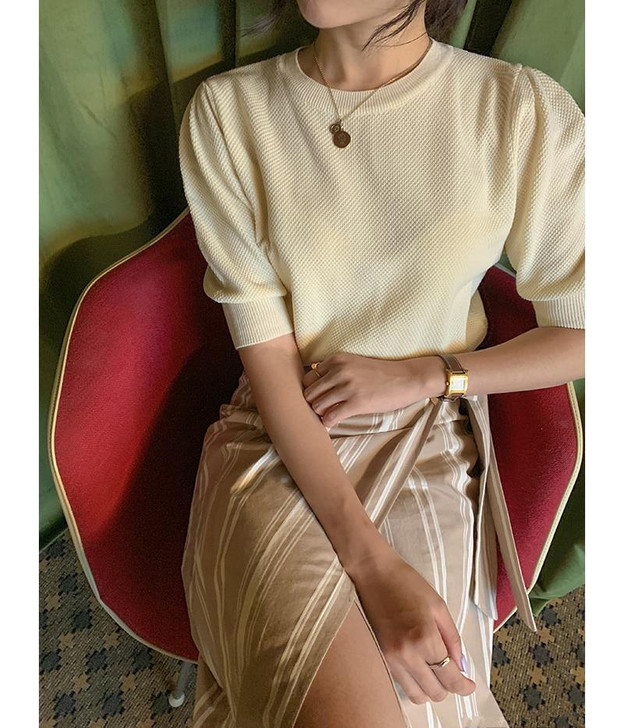 KOREAN RETRO KNITTED PUFF SWEATER-Cosmique Studio-Aesthetic-Egirl-Grunge-Clothing KOREAN RETRO KNITTED PUFF SWEATER-Cosmique Studio-Aesthetic-Egirl-Grunge-Clothing