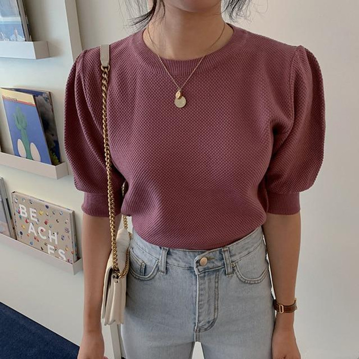 KOREAN RETRO KNITTED PUFF SWEATER-Cosmique Studio-Aesthetic-Egirl-Grunge-Clothing KOREAN RETRO KNITTED PUFF SWEATER-Cosmique Studio-Aesthetic-Egirl-Grunge-Clothing