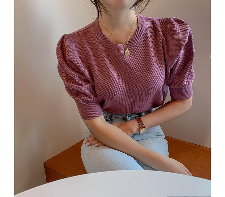 KOREAN RETRO KNITTED PUFF SWEATER-Cosmique Studio-Aesthetic-Egirl-Grunge-Clothing KOREAN RETRO KNITTED PUFF SWEATER-Cosmique Studio-Aesthetic-Egirl-Grunge-Clothing