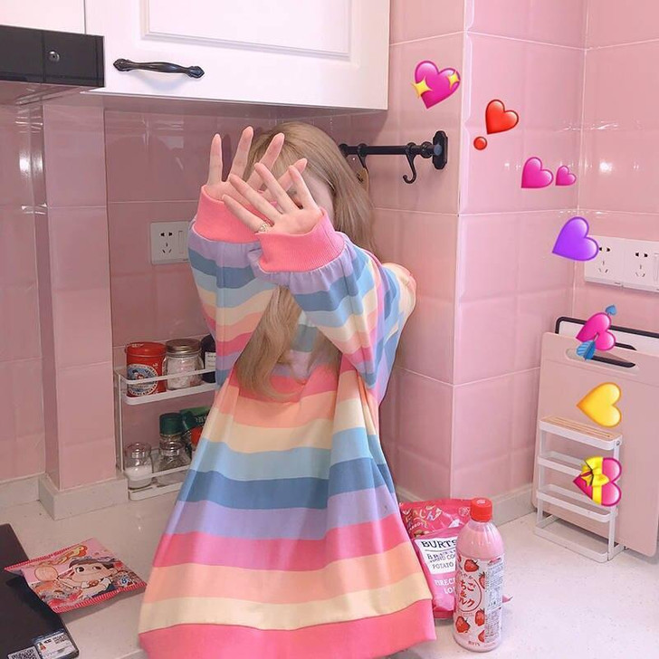 KOREAN PASTEL SOFT GIRL RAINBOW TEE-Cosmique Studio-Aesthetic-Egirl-Grunge-Clothing