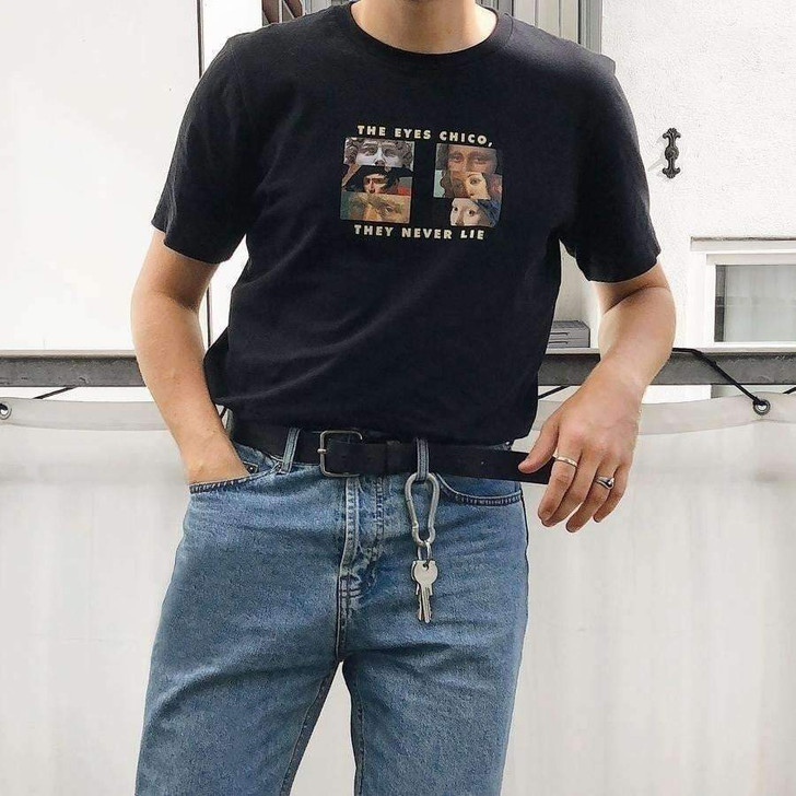The eyes chico they never lie black tee The eyes chico they never lie black tee