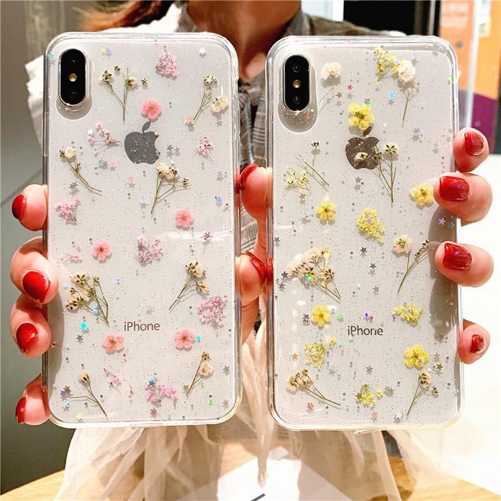 AESTHETIC SOFT FLOWERS TRANSPARENT PHONE CASE-Cosmique Studio-Aesthetic Clothing Store