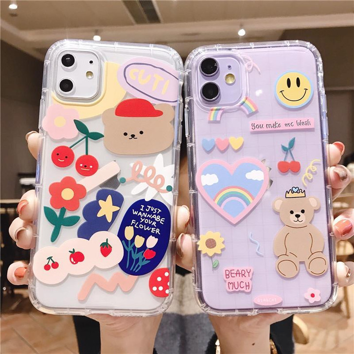 KAWAII CARTOON BEAR CUTE PASTEL PHONE CASE-Cosmique Studio-Aesthetic Clothing Store