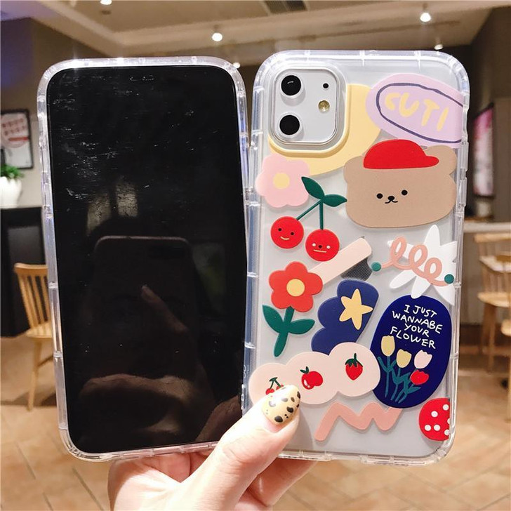 KAWAII CARTOON BEAR CUTE PASTEL PHONE CASE-Cosmique Studio-Aesthetic Clothing Store