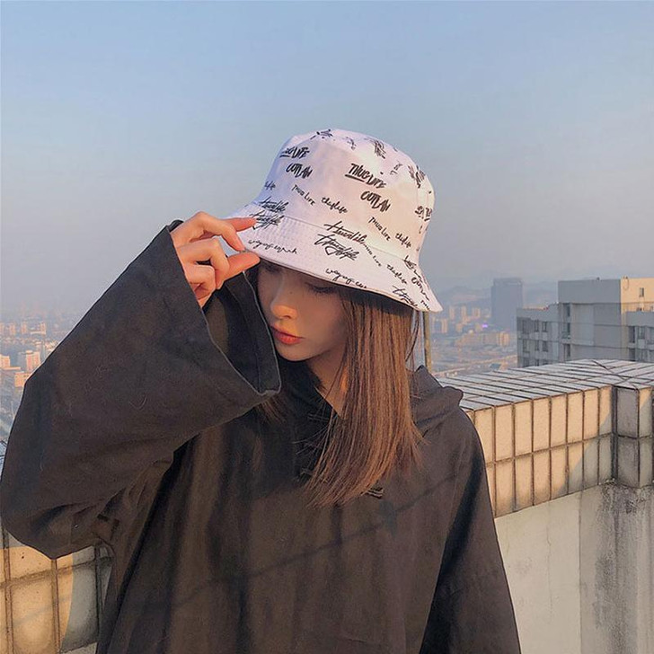 GRAFFITI PRINT REVERSIBLE BUCKET HAT-Cosmique Studio