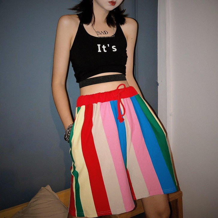 80S VINTAGE RAINBOW SHORTS-Cosmique Studio 80S VINTAGE RAINBOW SHORTS-Cosmique Studio