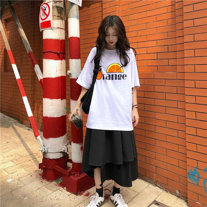 KOREAN STYLE ORANGE TEE - Cosmique Studio