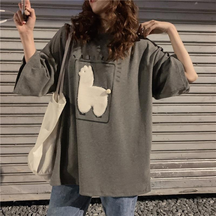 ALPACA ANIMAL PRINTED LOOSE TEE - Cosmique Studio ALPACA ANIMAL PRINTED LOOSE TEE - Cosmique Studio