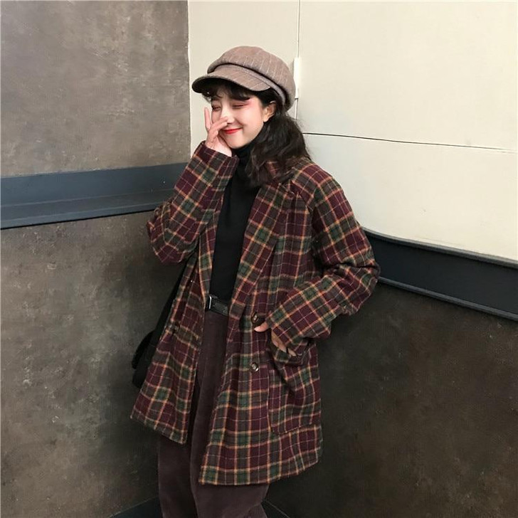 VINTAGE CHIC PLAID JACKET - Cosmique Studio VINTAGE CHIC PLAID JACKET - Cosmique Studio