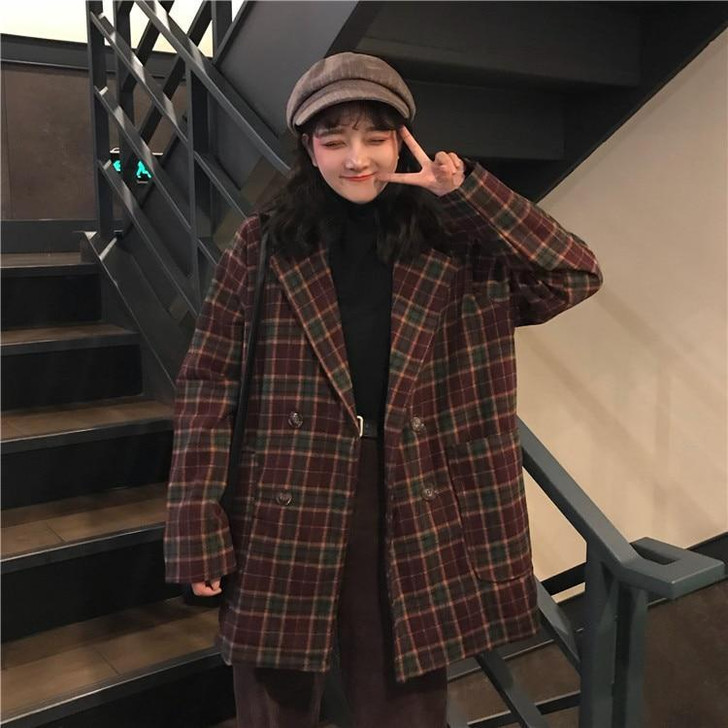 VINTAGE CHIC PLAID JACKET - Cosmique Studio VINTAGE CHIC PLAID JACKET - Cosmique Studio