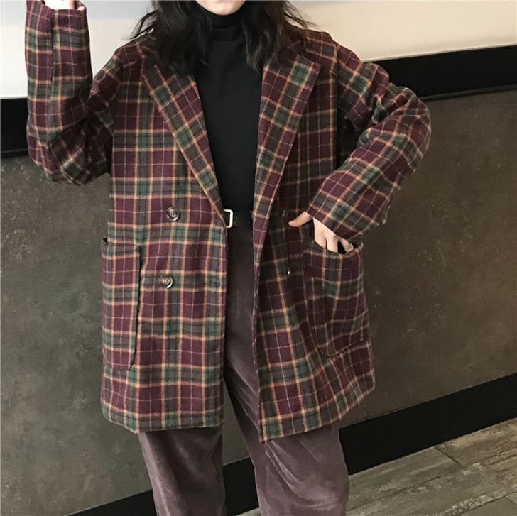 VINTAGE CHIC PLAID JACKET - Cosmique Studio VINTAGE CHIC PLAID JACKET - Cosmique Studio