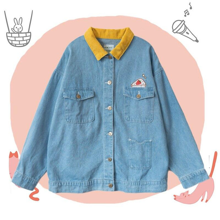 AESTHETIC VINTAGE OVERSIZED DENIM JACKET - Cosmique Studio