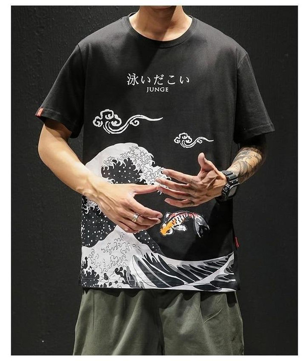 WAVE PRINT MEN TEE-Cosmique Studio-Aesthetic Clothing Store WAVE PRINT MEN TEE-Cosmique Studio-Aesthetic Clothing Store