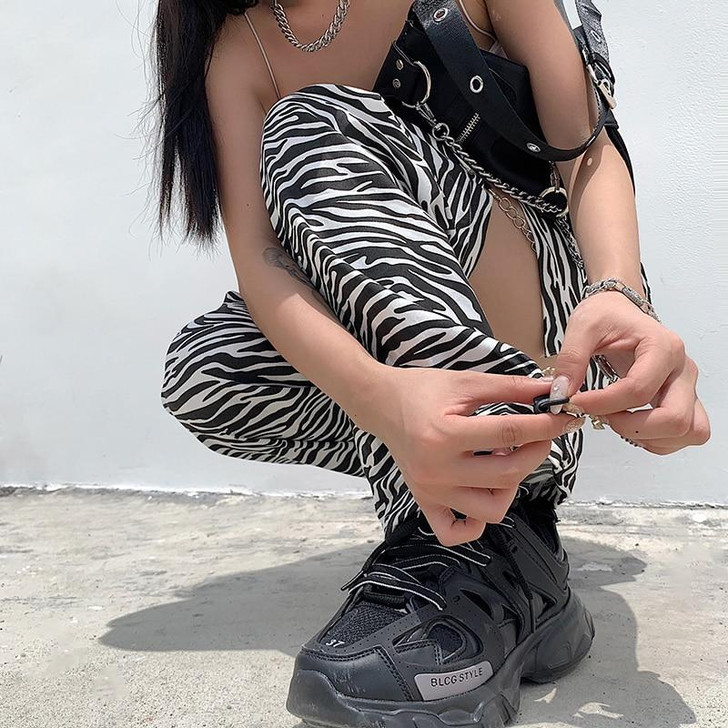 ZEBRA STYLE HOLLOW OUT CHAIN PANTS-Cosmique Studio-aesthetic-clothing-store ZEBRA STYLE HOLLOW OUT CHAIN PANTS-Cosmique Studio-aesthetic-clothing-store