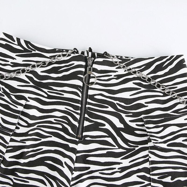 ZEBRA STYLE HOLLOW OUT CHAIN PANTS-Cosmique Studio-aesthetic-clothing-store ZEBRA STYLE HOLLOW OUT CHAIN PANTS-Cosmique Studio-aesthetic-clothing-store