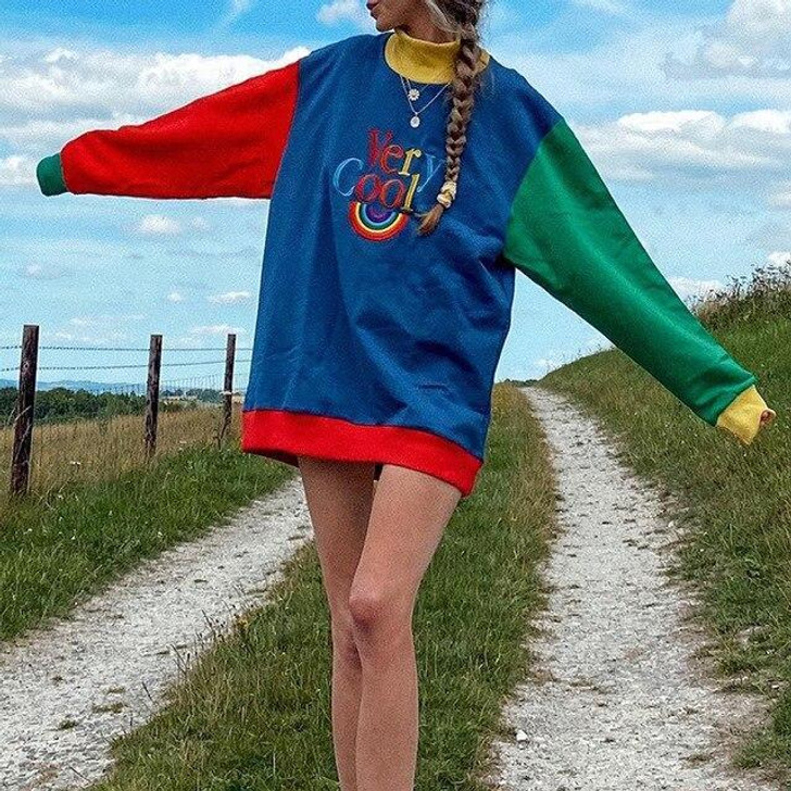 VERY COOL RAINBOW SWEATSHIRT-Cosmique Studio-aesthetic-clothing-store VERY COOL RAINBOW SWEATSHIRT-Cosmique Studio-aesthetic-clothing-store